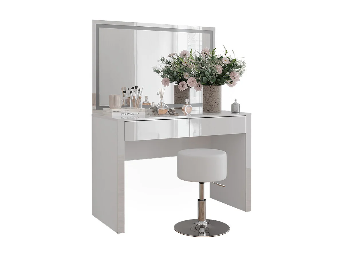Frisørbord hvid højglans/hvid 110x50x75.5 annabelle
