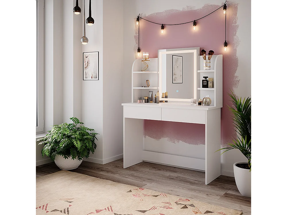 Coiffeuse blanc 106x40x142 charlotte