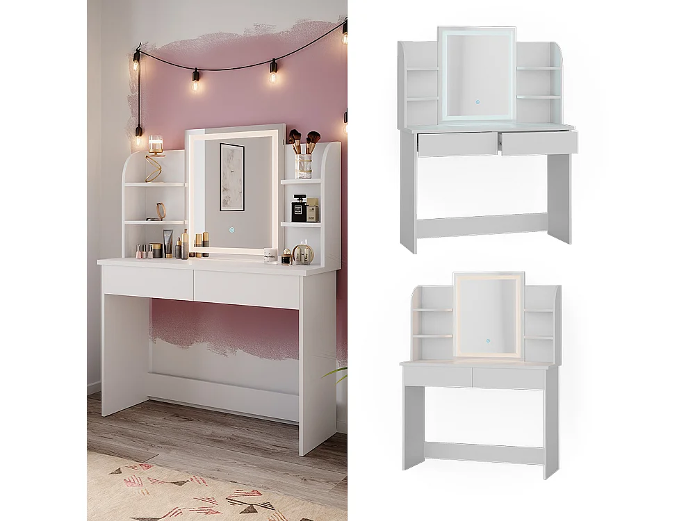 Coiffeuse blanc 106x40x142 charlotte