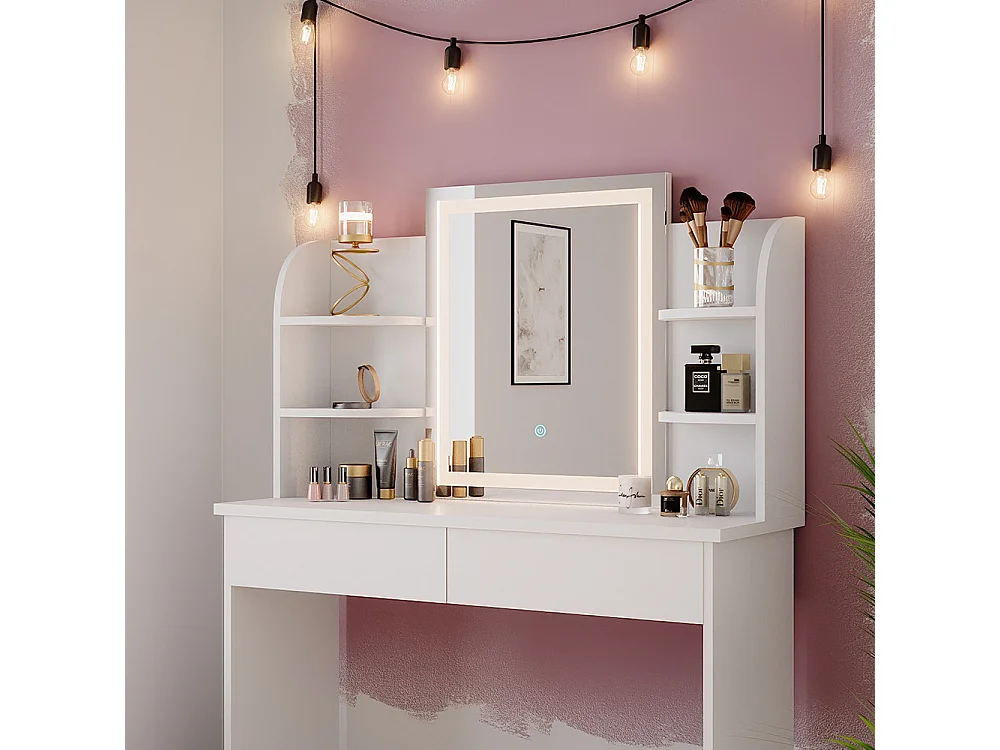 Coiffeuse blanc 106x40x142 charlotte