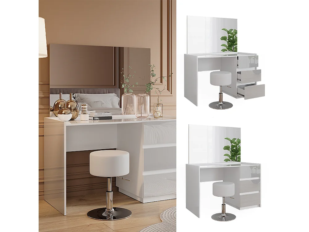 Tocador blanco alto brillo 120x60x78.6 marla