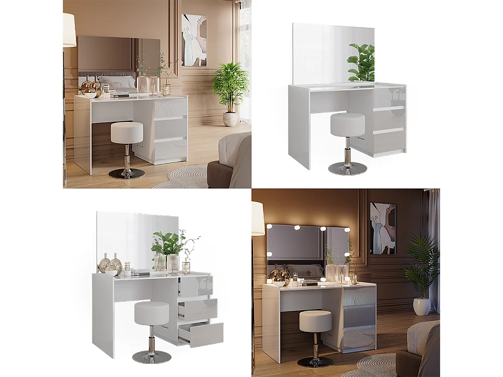 Tocador blanco alto brillo 120x60x78.6 marla