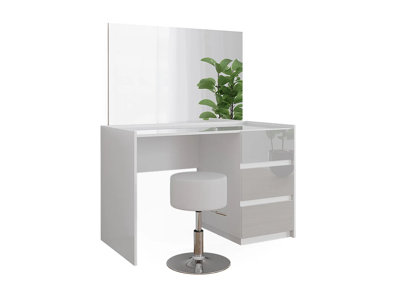 Coiffeuse blanc haute brillance 120x60x78.6 marla