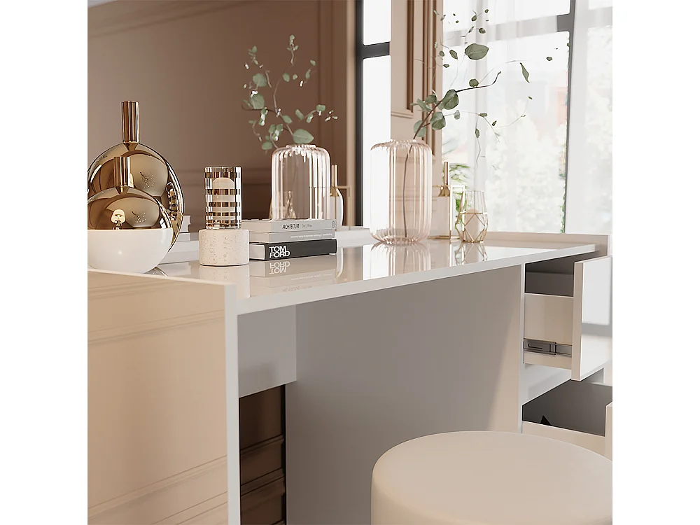 Coiffeuse blanc haute brillance 120x60x78.6 marla