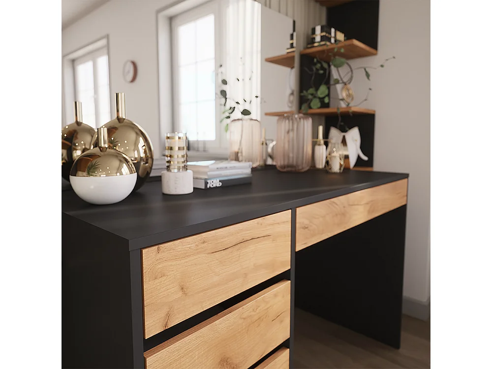 Tocador antracita/roble dorado 120x55x75 sherry