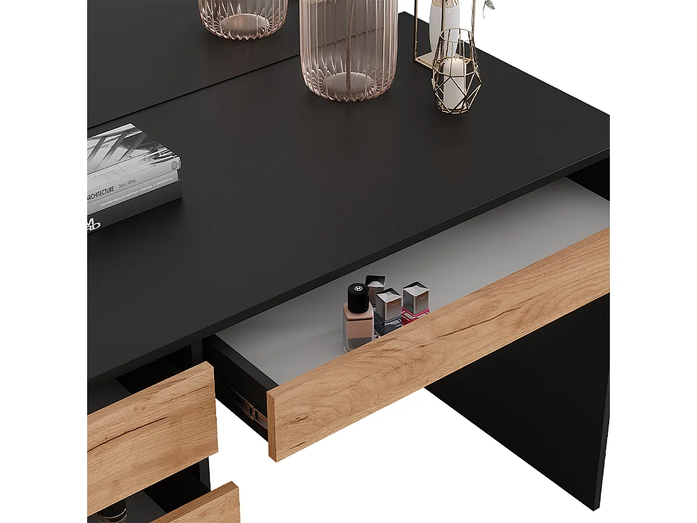 Coiffeuse anthracite/chêne doré 120x55x75 sherry