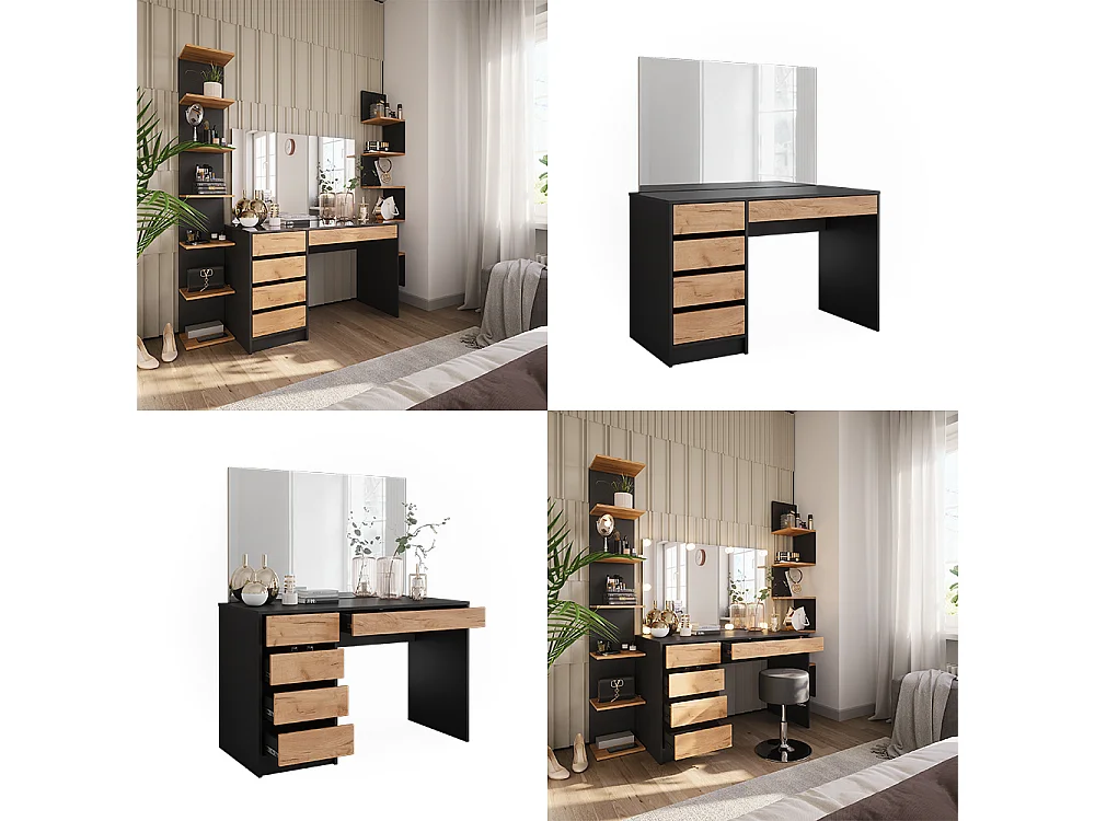 Coiffeuse anthracite/chêne doré 120x55x75 sherry