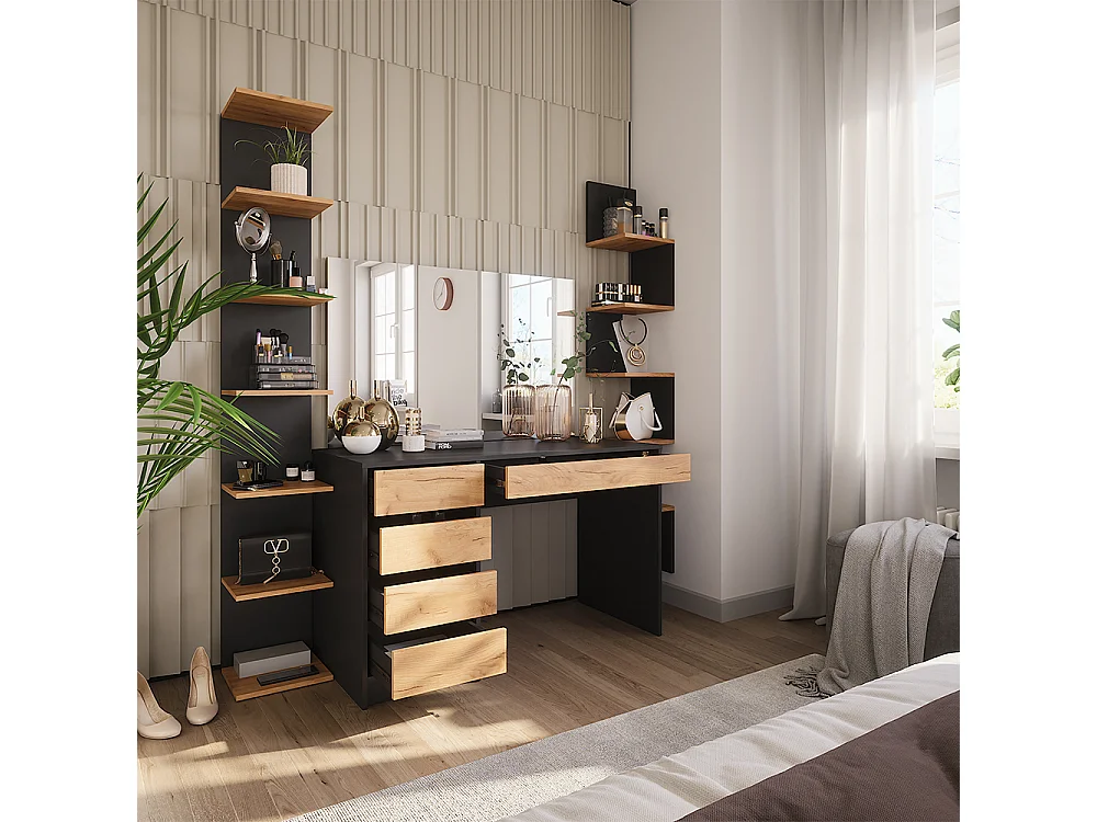 Dressing table anthracite/golden oak 120x55x75 sherry