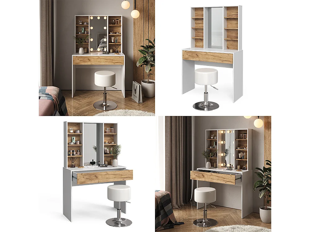 Tocador oro potencia roble/blanco 93x40x147 alexa