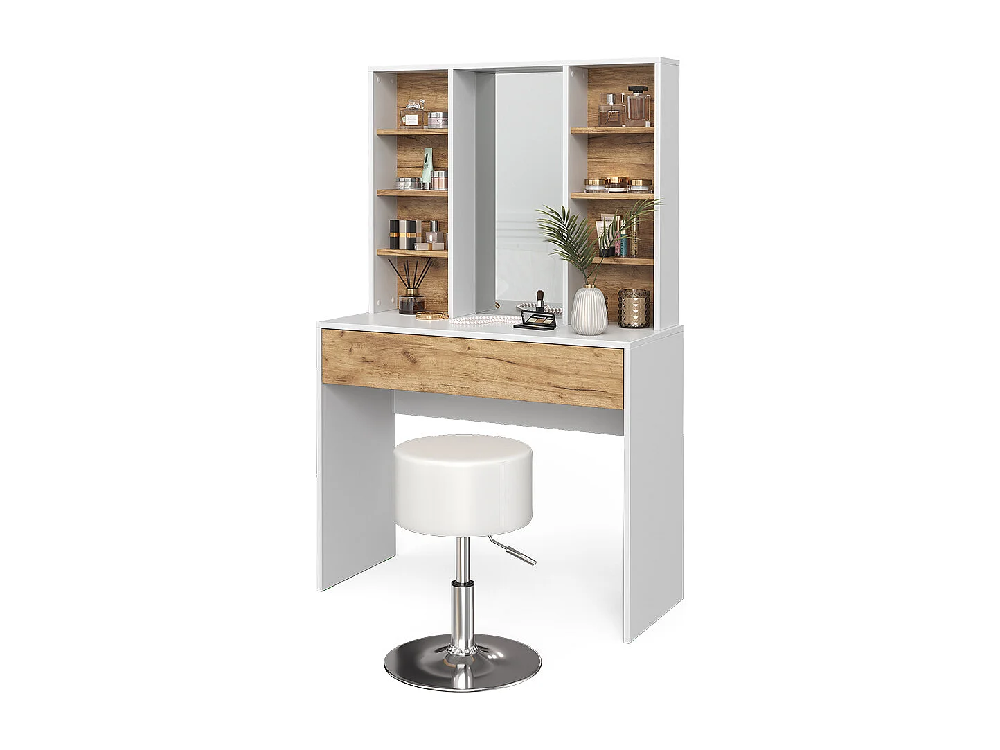 Coiffeuse chêne doré/blanc 93x40x147 alexa