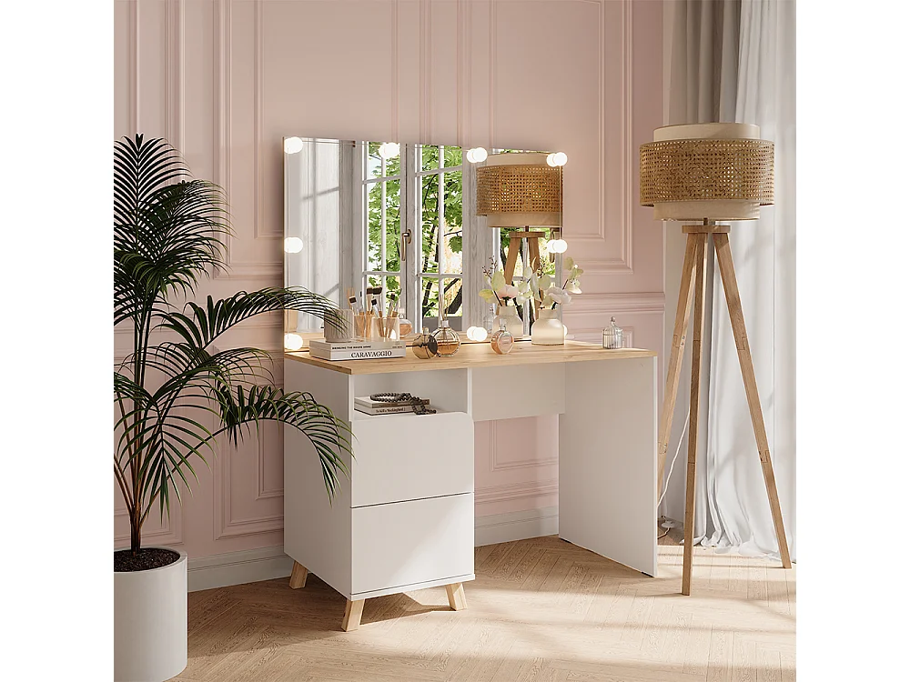 Coiffeuse blanc/artisan 110x55x75 karen