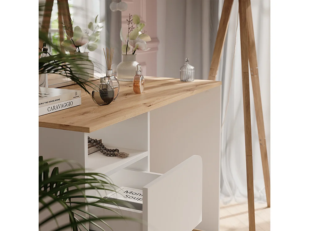 Coiffeuse blanc/artisan 110x55x75 karen