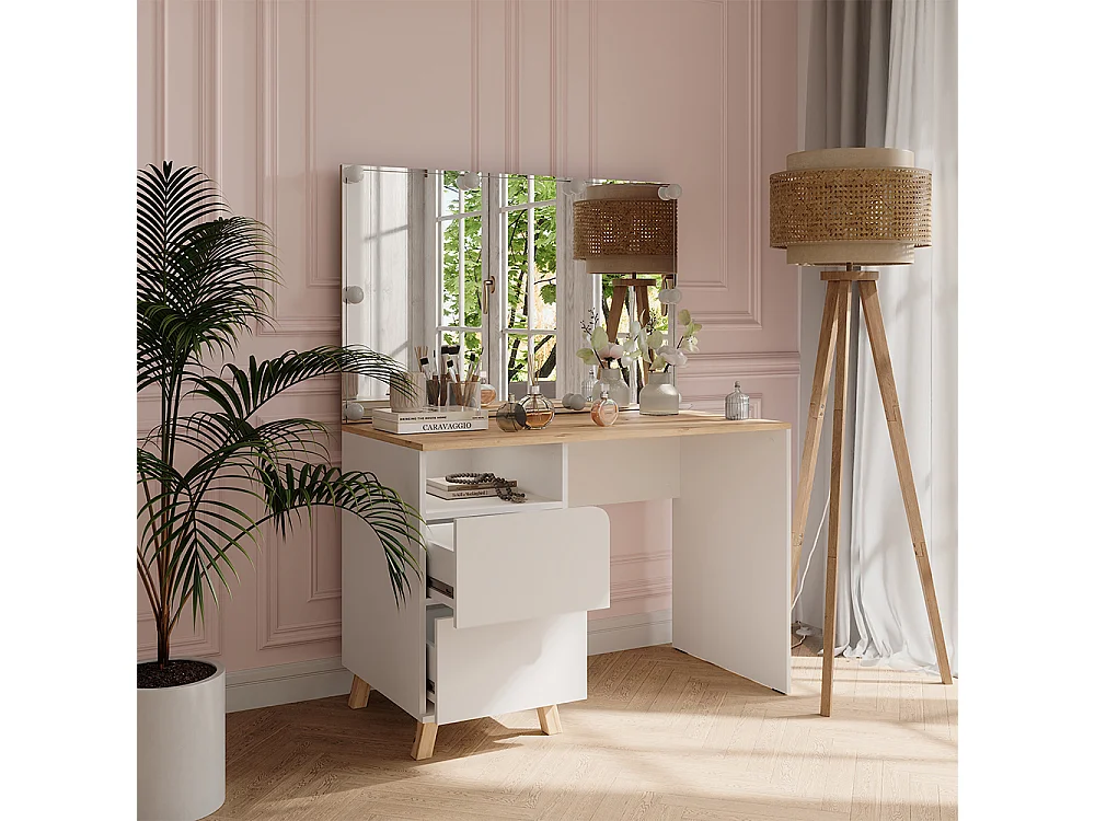 Coiffeuse blanc/artisan 110x55x75 karen