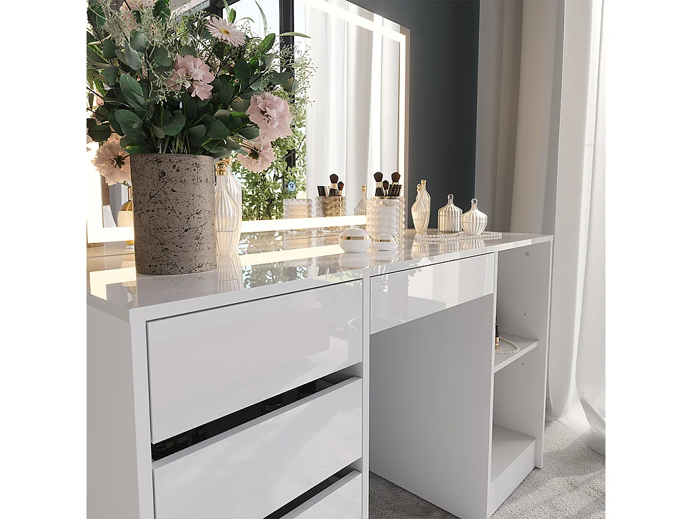 Kaptafel met licht wit/wit hoogglans 128.2x50.1x76 sherry