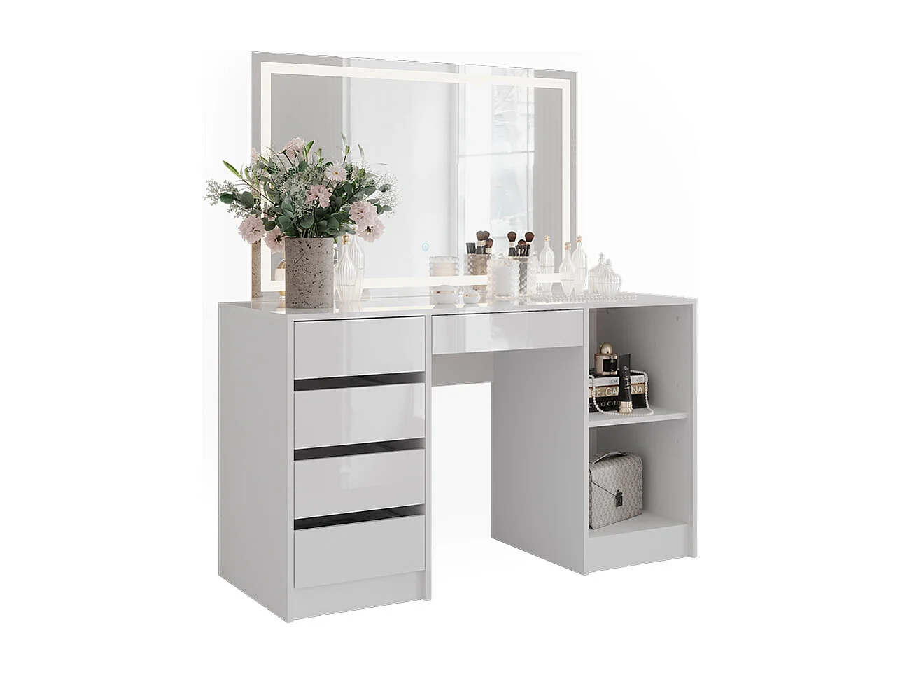 Kaptafel met licht wit/wit hoogglans 128.2x50.1x76 sherry