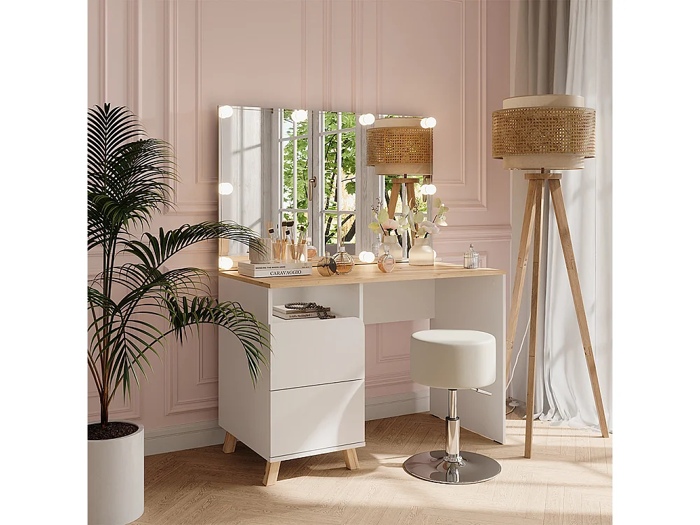 Coiffeuse blanc/artisan 110x55x75 karen