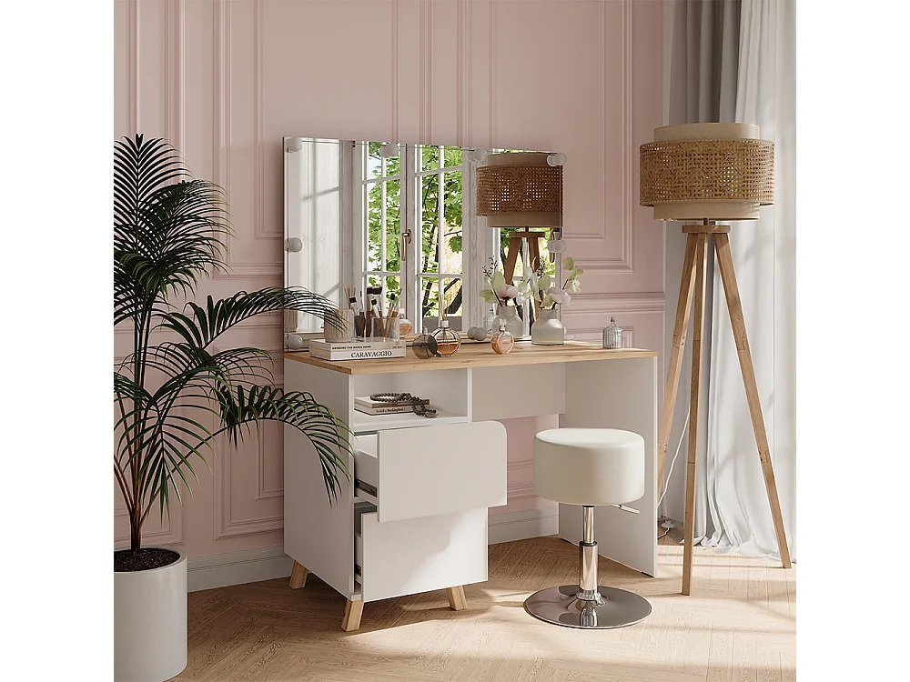 Coiffeuse blanc/artisan 110x55x75 karen