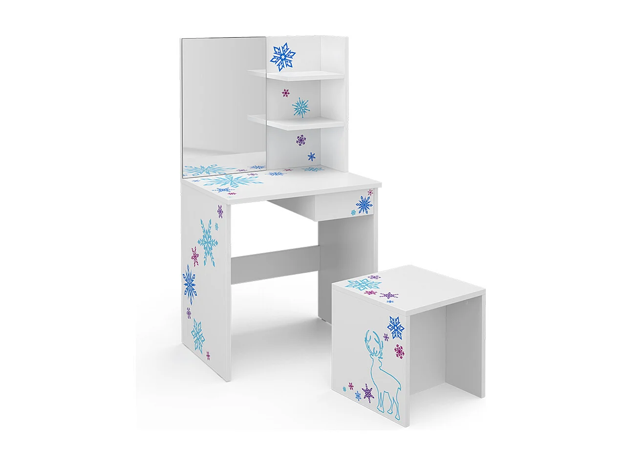 Børnesminkbord hvid 54.8x40x103 schneeflocke