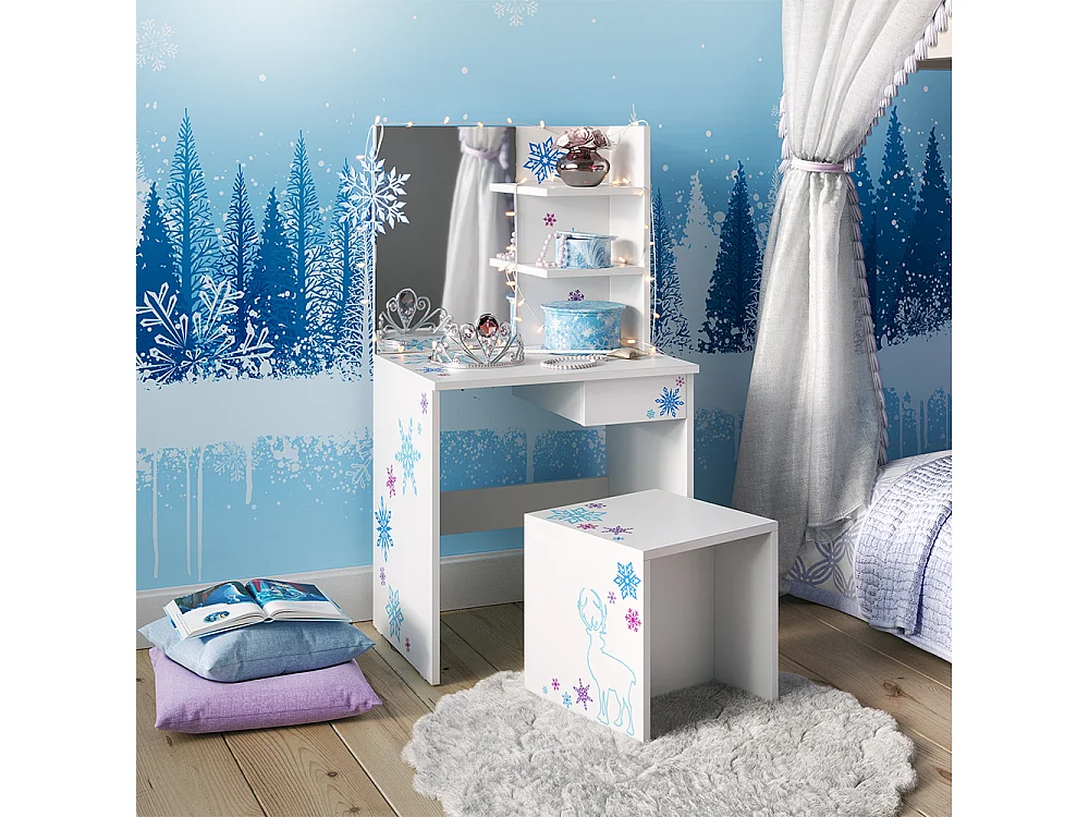 Børnesminkbord hvid 54.8x40x103 schneeflocke