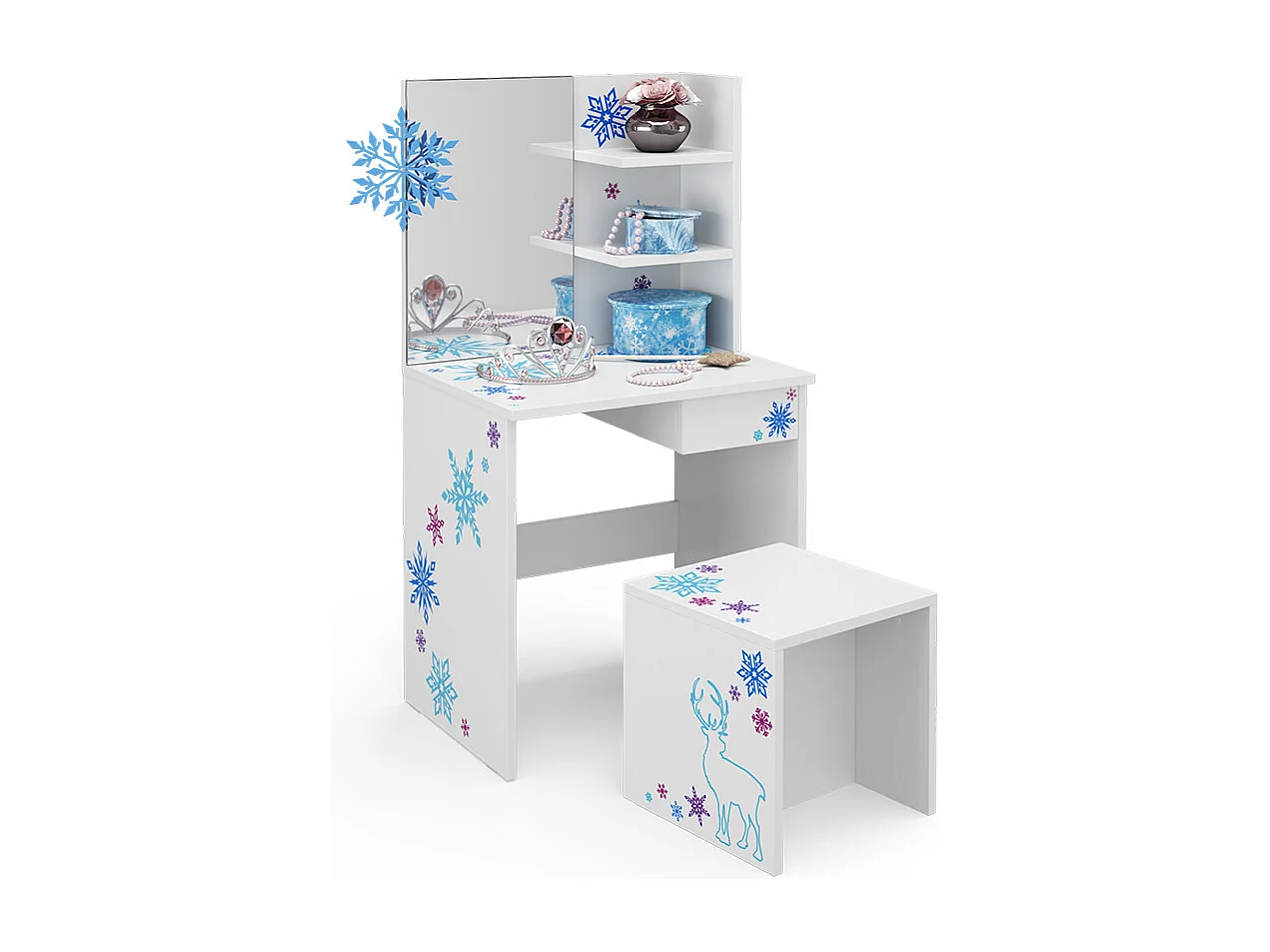 Børnesminkbord hvid 54.8x40x103 schneeflocke