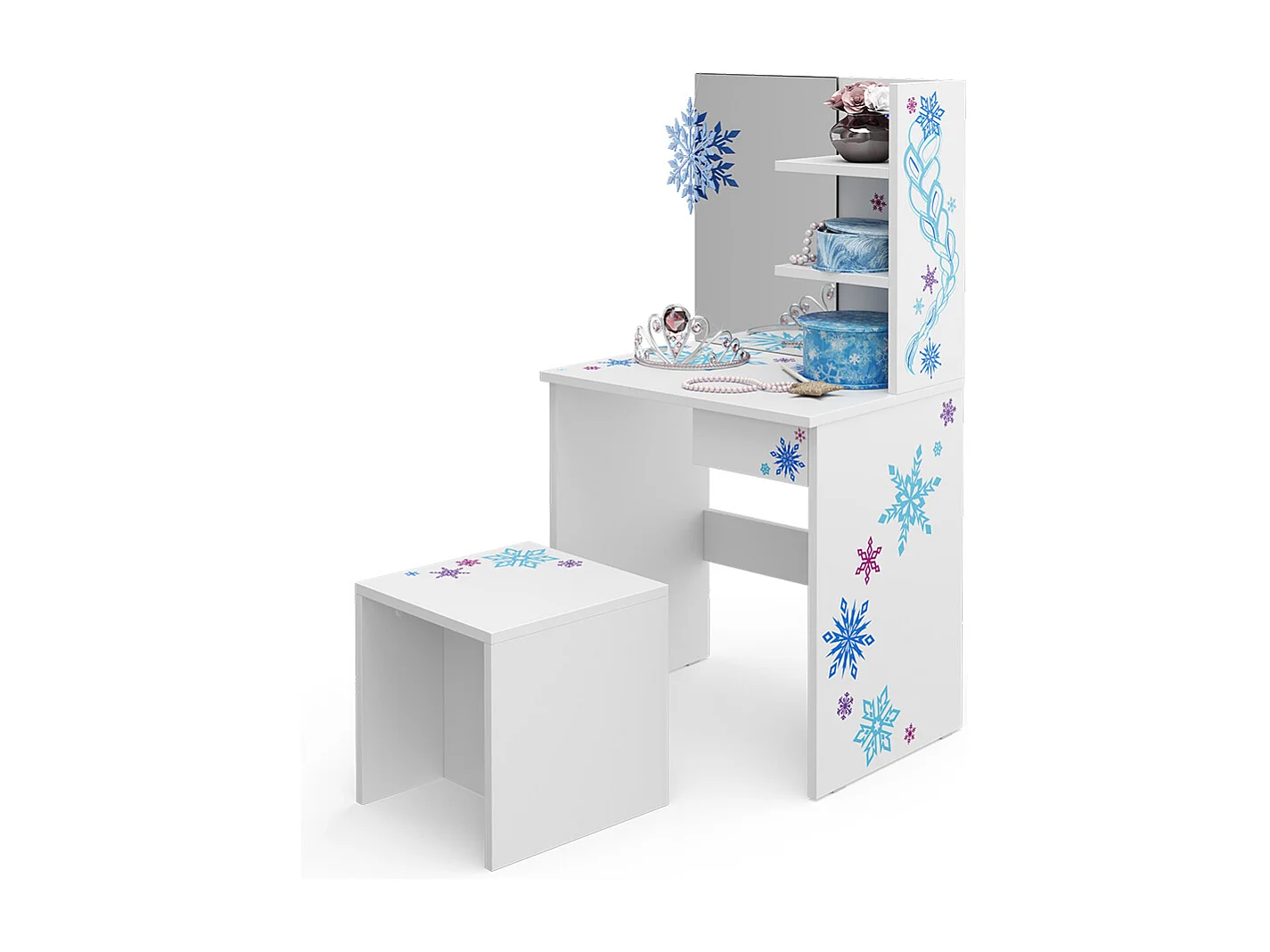 Børnesminkbord hvid 54.8x40x103 schneeflocke