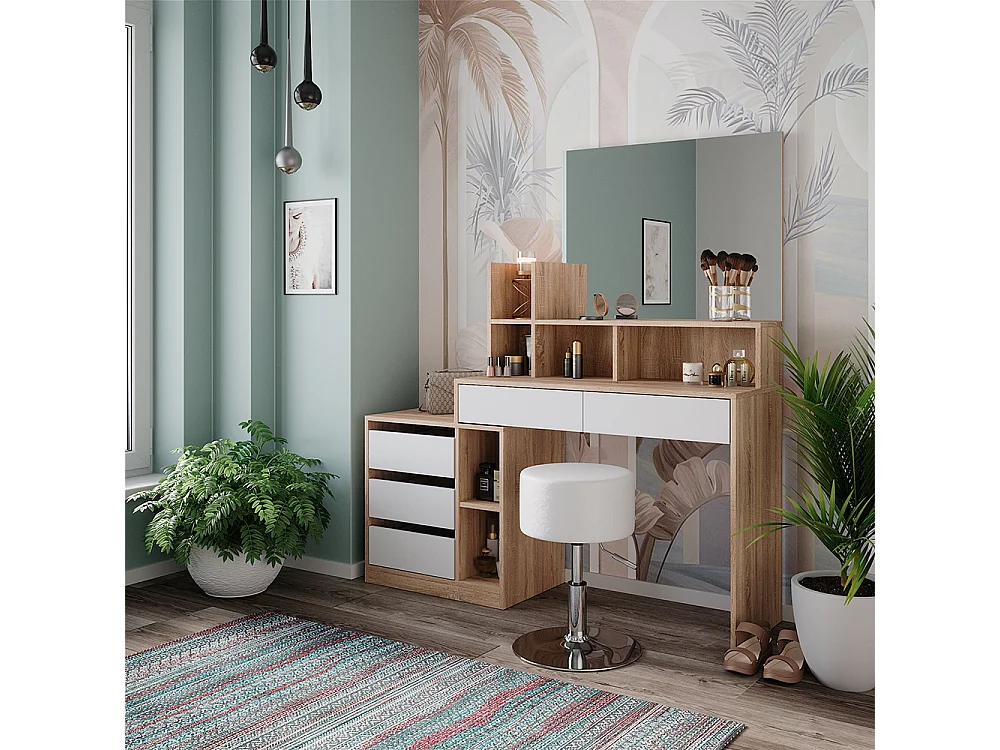 Coiffeuse blanc/sonoma 139.8x40x115 anja