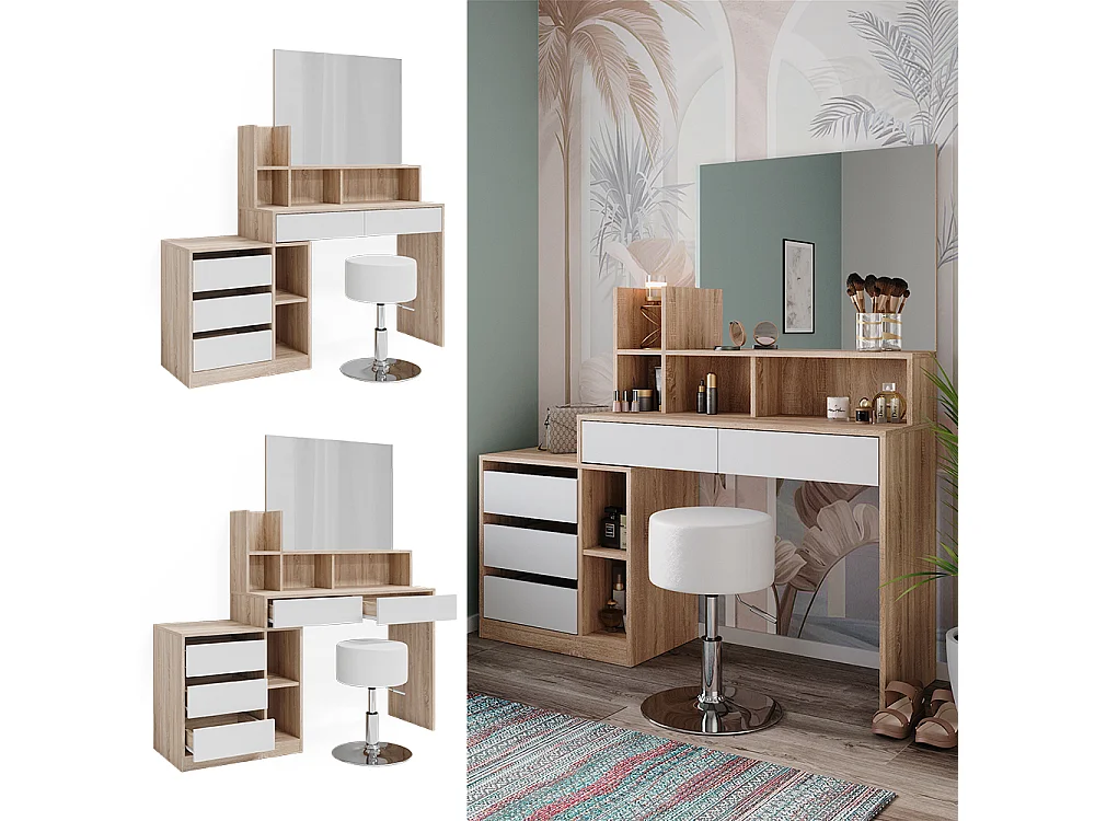 Coiffeuse blanc/sonoma 139.8x40x115 anja