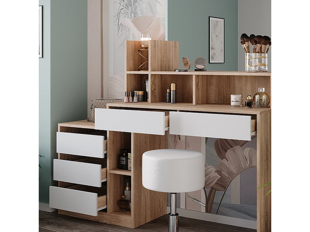 Coiffeuse blanc/sonoma 139.8x40x115 anja