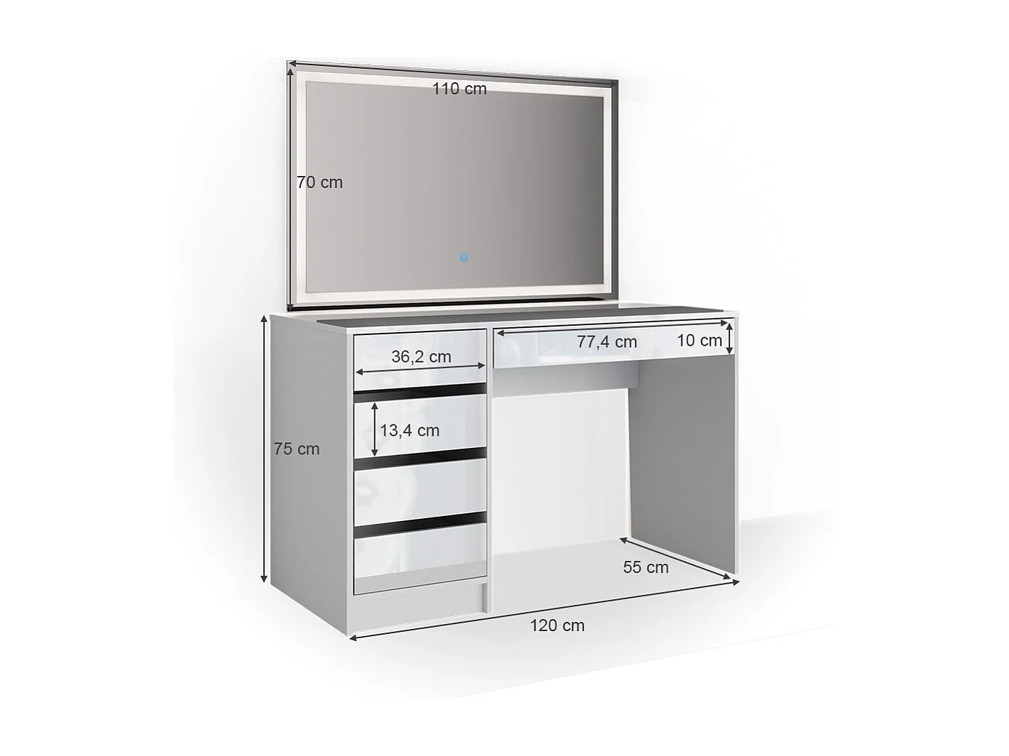 Coiffeuse blanc 120x55x75 sherry