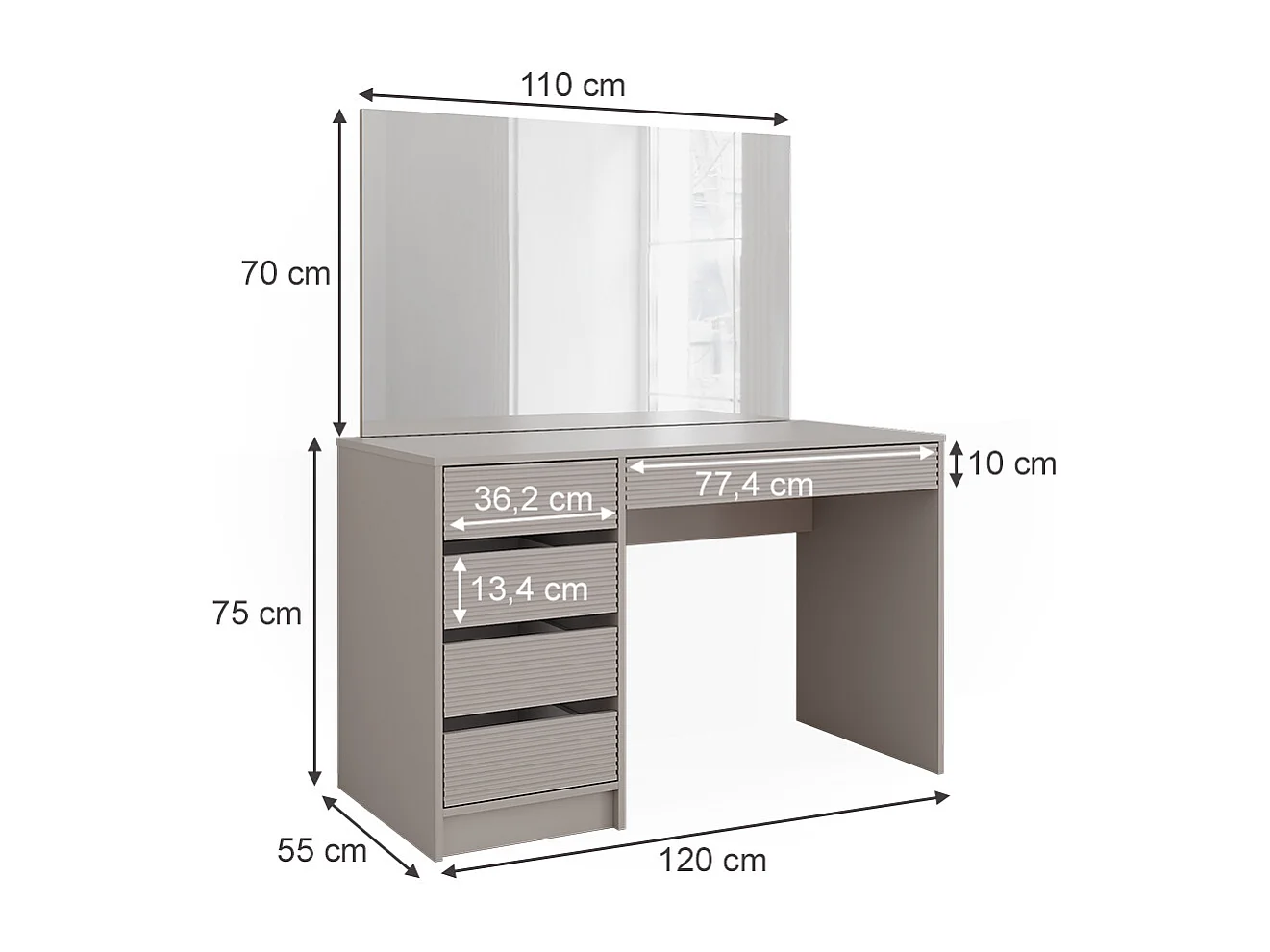 Tocador cachemira 120x55x75 sherry