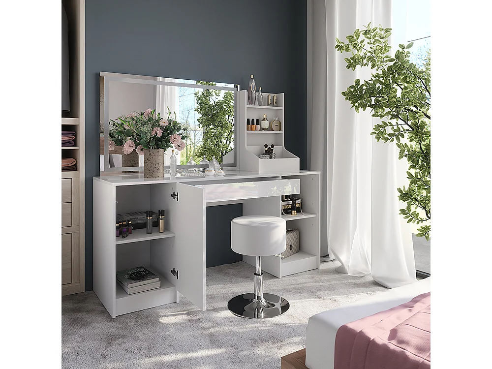 Tocador blanco/blanco alto brillo 158.2x50.1x76 sherry