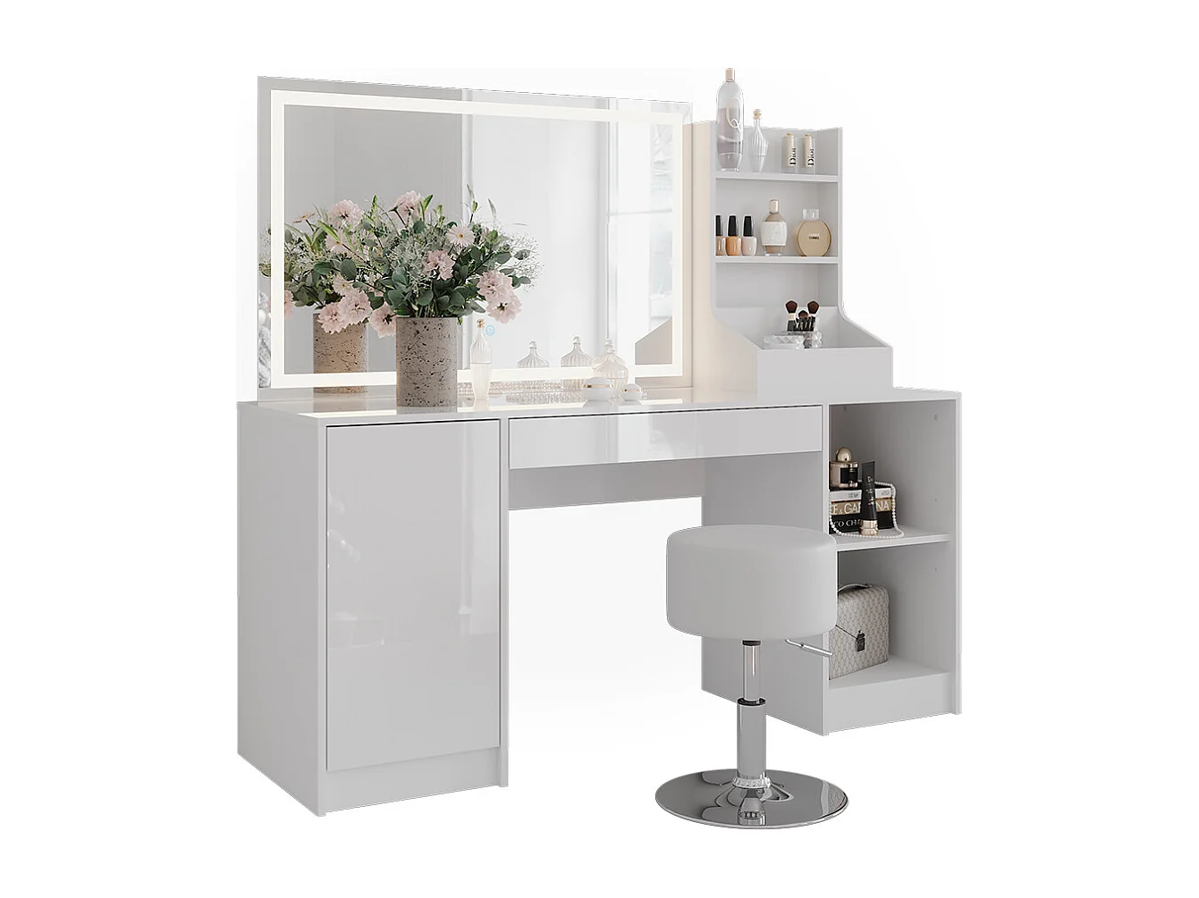 Coiffeuse blanc/blanc brillant 158.2x50.1x76 sherry