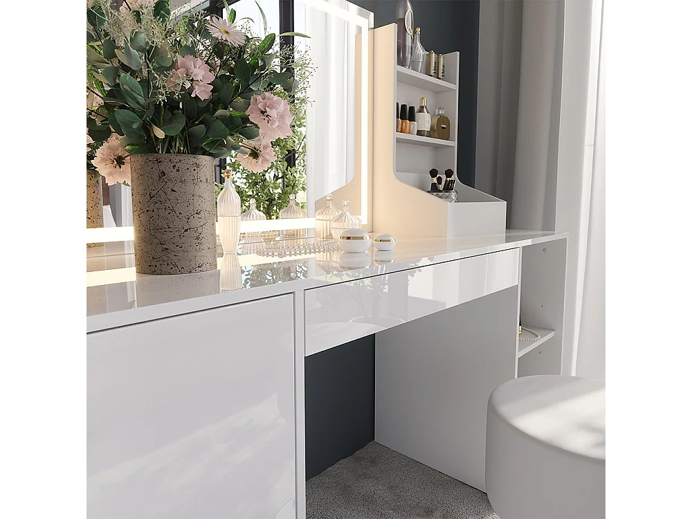 Coiffeuse blanc/blanc brillant 158.2x50.1x76 sherry