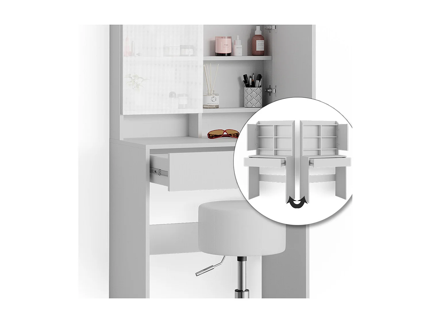 Vanity table white 70x40x136 laura