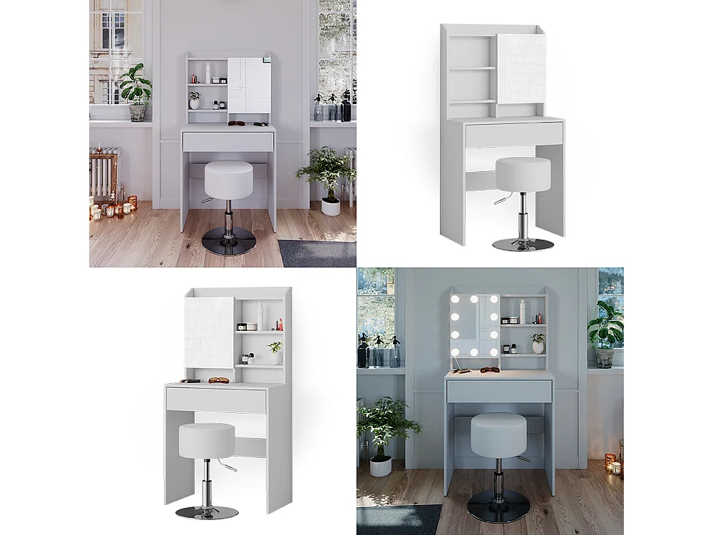 Vanity table white 70x40x136 laura