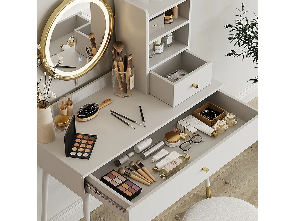 Vanity table white 90x40x130 mirela