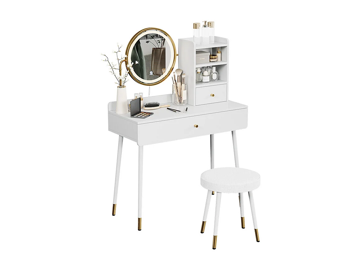 Vanity table white 90x40x130 mirela