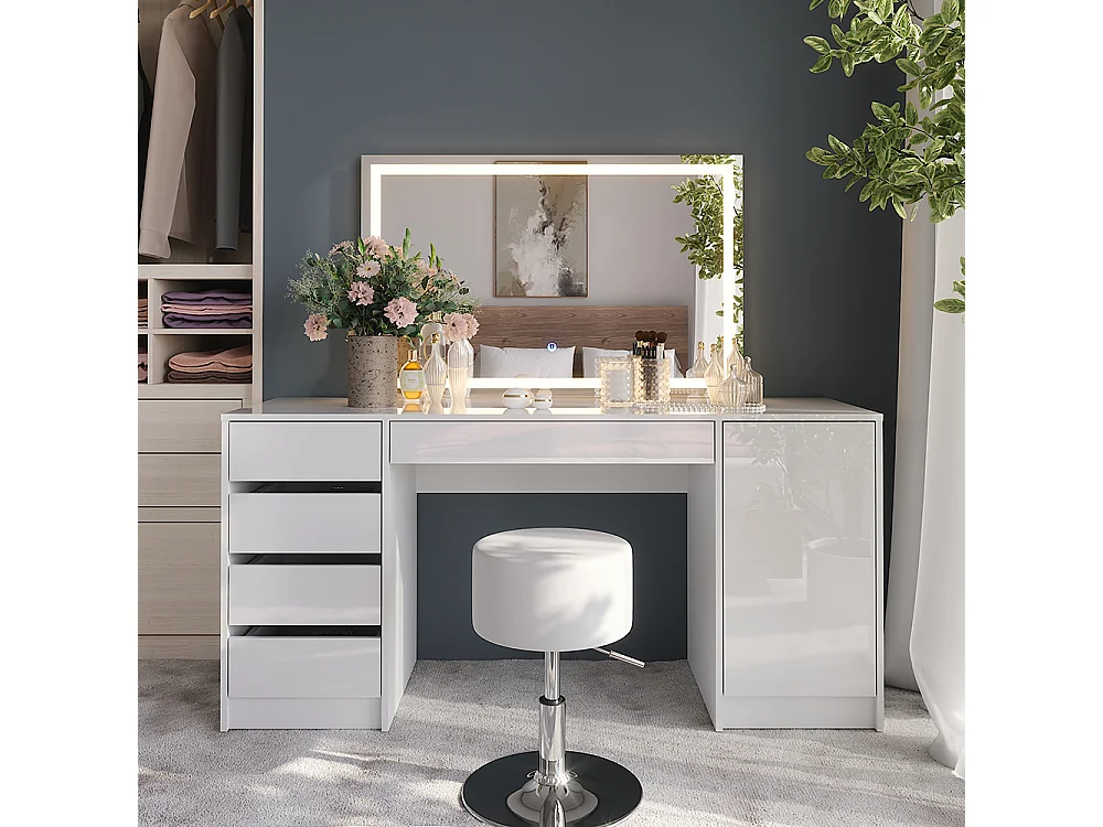 Coiffeuse blanc/blanc brillant 158.2x50.1x76 sherry