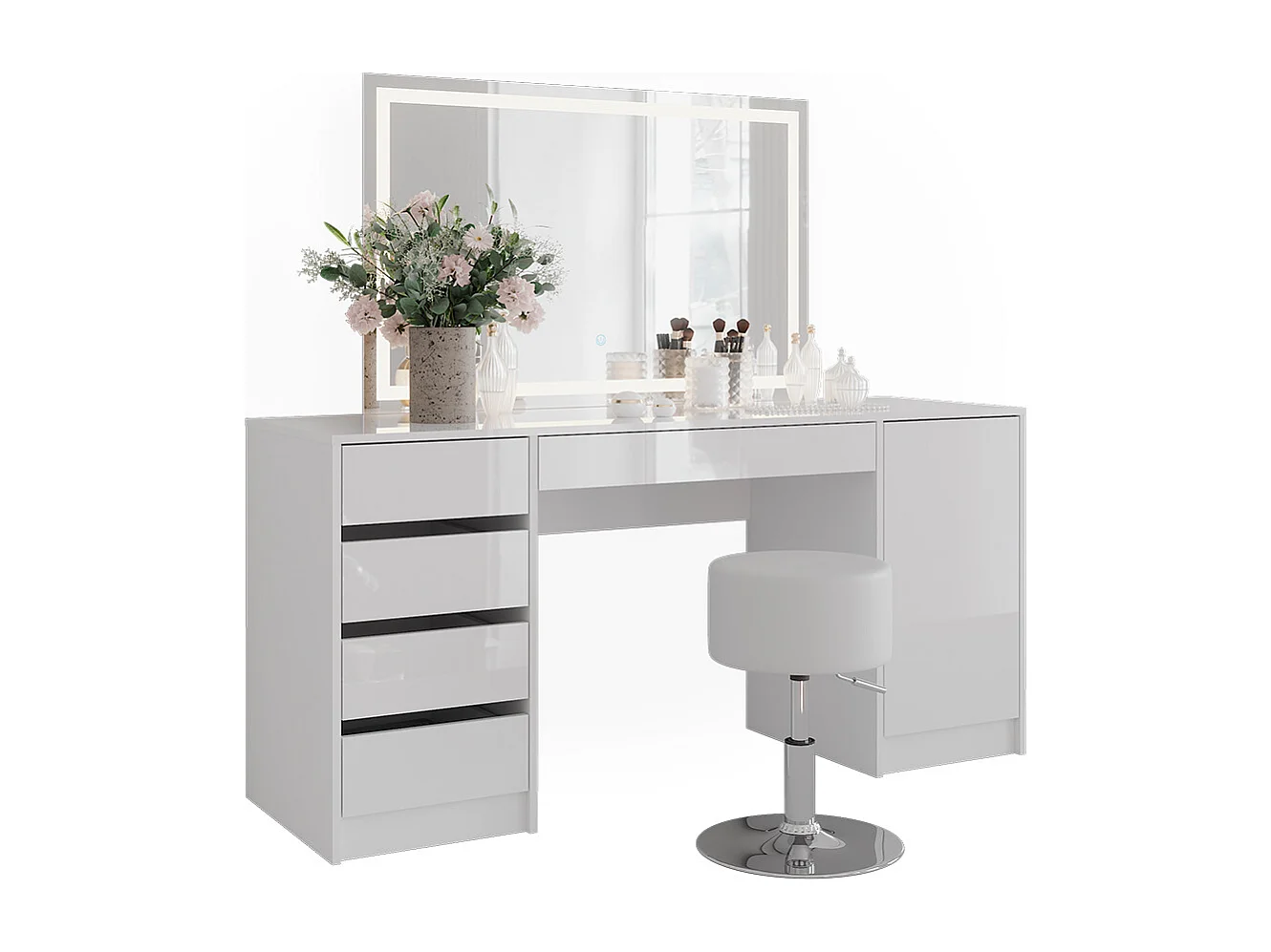 Coiffeuse blanc/blanc brillant 158.2x50.1x76 sherry