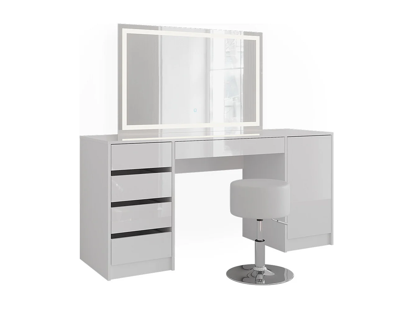Vanity table white/white high gloss 158.2x50.1x76 sherry