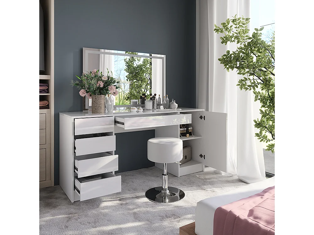 Vanity table white/white high gloss 158.2x50.1x76 sherry