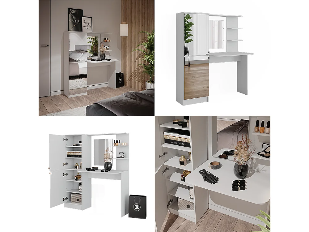 coiffeuse  blanc 123x33x141.2 jasmin