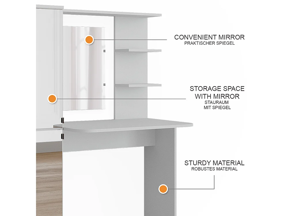 coiffeuse  blanc 123x33x141.2 jasmin