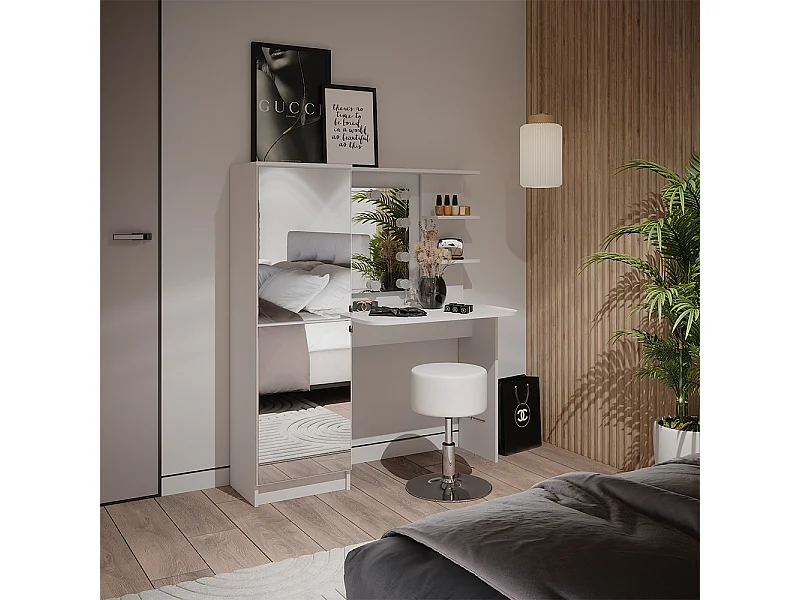 Kaptafel set met kruk wit 123x33x141.2