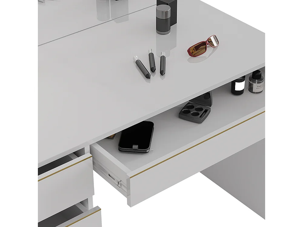 Tocador blanco/oro 120x55x75 sherry