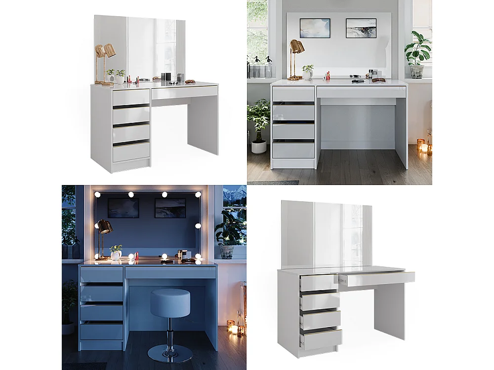 Coiffeuse blanc/or 120x55x75 sherry