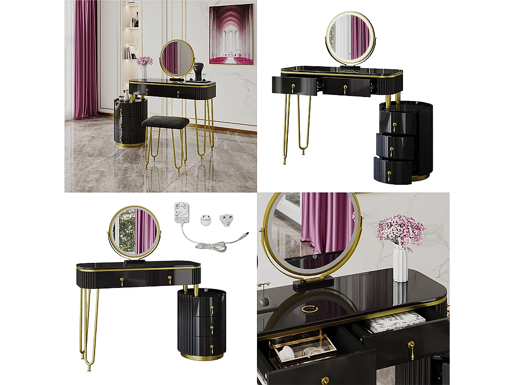 Kaptafel met licht zwart 100x40x79 charlène