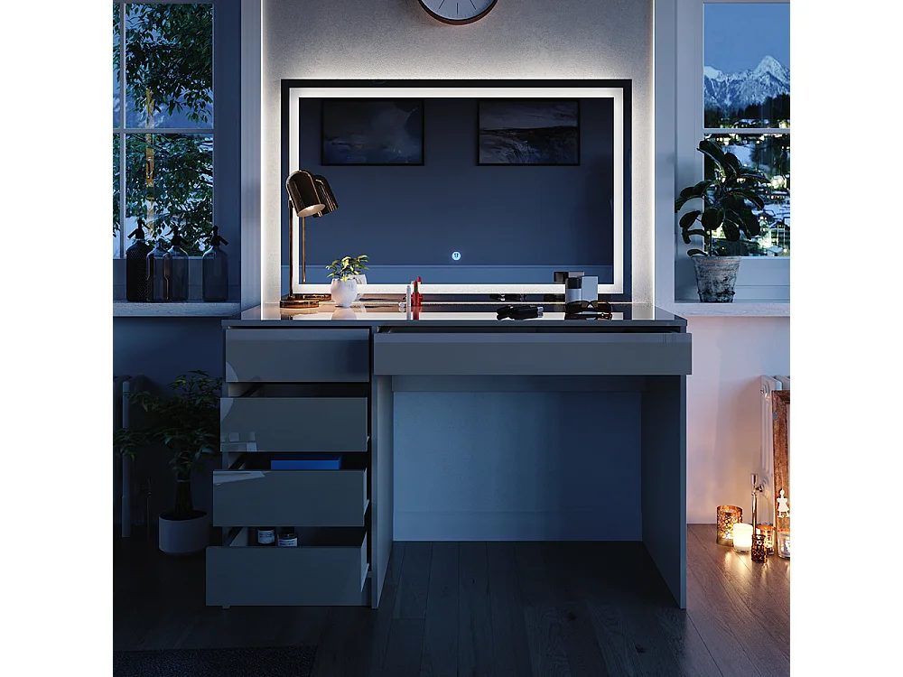 Coiffeuse gris brillant 120x55x75 sherry