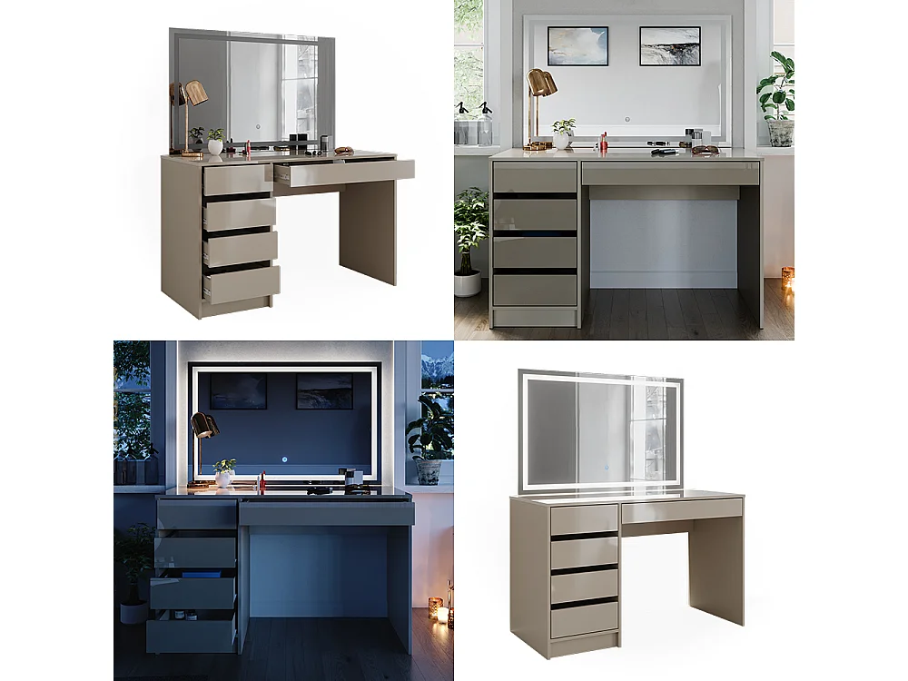 Coiffeuse gris brillant 120x55x75 sherry