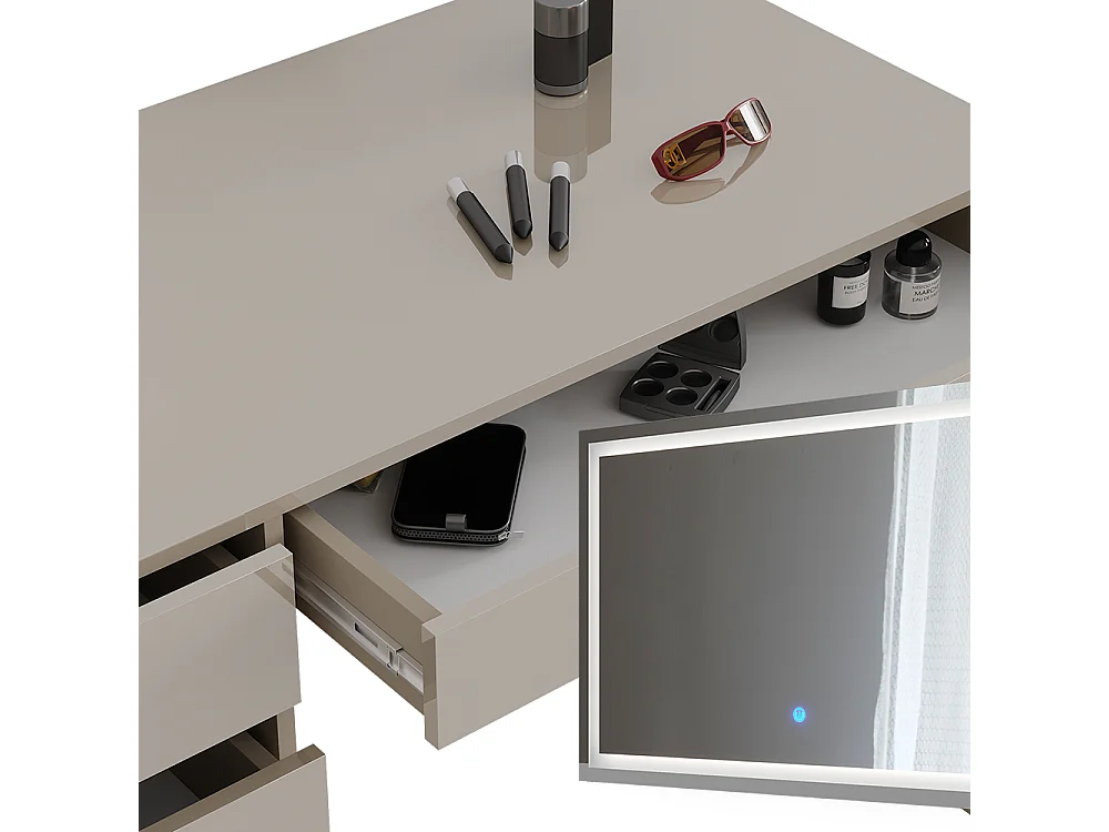Dressing table greige high gloss 120x55x75 sherry
